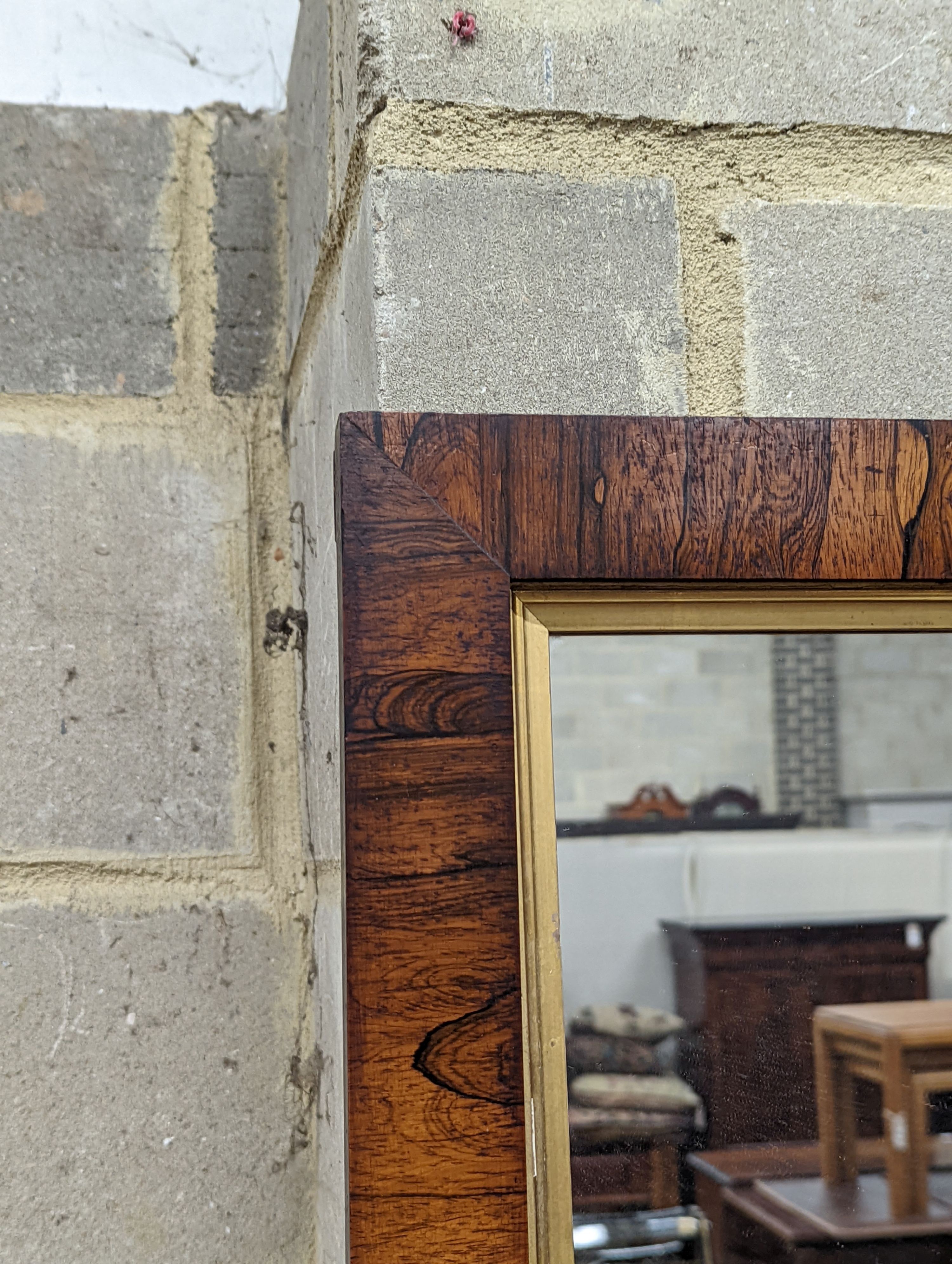 A Victorian rectangular mirror in rosewood frame, width 46cm, height 53cm